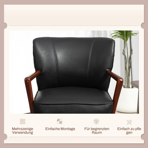 Rootz Accent Chair - Decorative Armchair - Lounge Chair - Faux Leather - 67cm x 77cm x 80cm - Easy Assembly - Rubberwood Frame