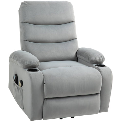 Rootz Electric Massaging & Heating Armchair - Velvet Recliner - Relax Chair - 8 Points & Lumbar Heating - 86x89x104 cm