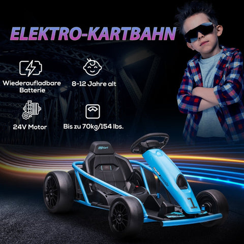 Rootz Electric Drift Go-Kart - Blue - Speedy Drifting - Horn & Music - Safe & Comfortable - 115cm x 77cm x 54cm