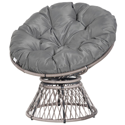 Rootz Papasan Chair - Wicker Chair - Rattan Chair - 360-Degree Rotation - Removable Cushion - Galvanized Steel Frame - W87 x D97 x H86 cm