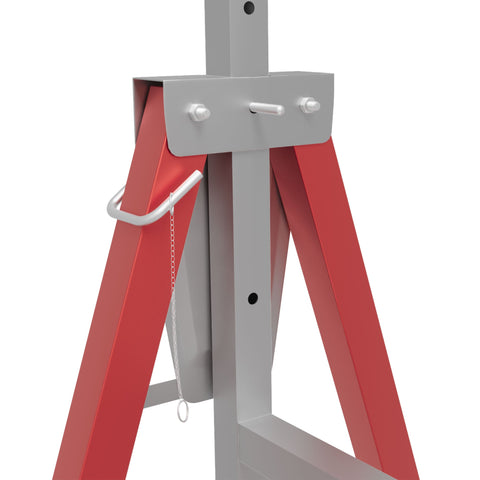 Rootz Set of 2 Folding Telescopic Trestles - Adjustable Work Supports - Heavy-Duty - Q195 Steel - 68L x 58W x 80-130H cm - Red & Grey