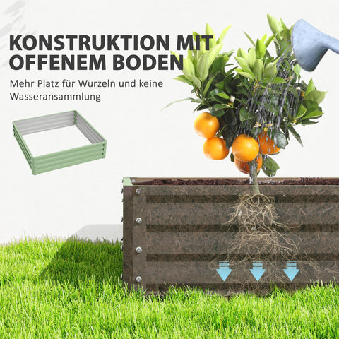 Rootz Garden Bed - Planting Box - Raised Planter - Long-Lasting Steel Housing - 120 x 120 x 30 cm