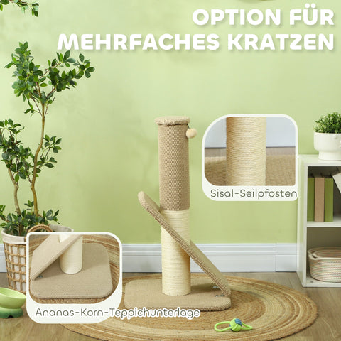 Rootz Cat Scratching Post - Activity Center - Furniture Protector - Solid Chipboard - 48cm x 48cm x 84cm