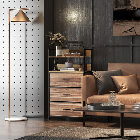 Rootz Storage Table - Industrial Chest of Drawers - Modern Fabric Drawers - Space Saving Design - 60 x 29 x 101 cm