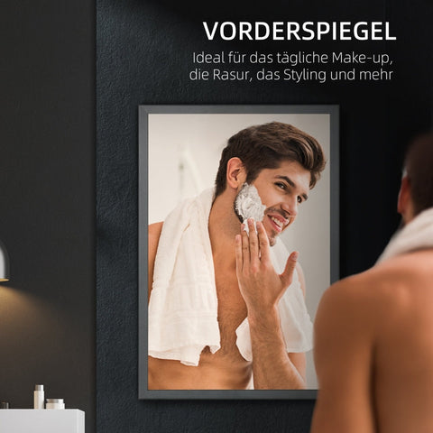 Rootz Mirror Cabinet - Wall Mounted Organizer - Bathroom Storage - Space-Saving - Rustproof Hinges - Stainless Steel - 40cm x 12cm x 60cm