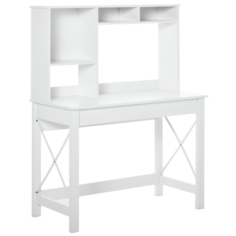 Rootz Desk with Storage - Bookshelf Desk - Modern Wooden Desk - Shelves for Organization - 105 x 50 x 137.5 cm - White