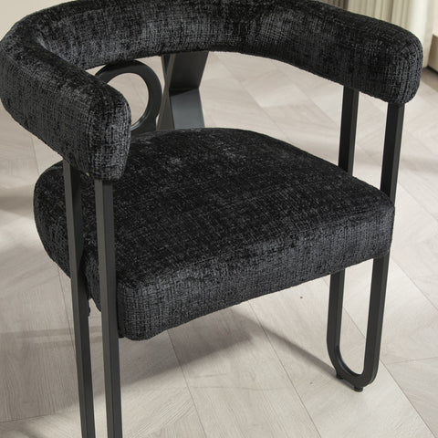 Rootz Set of 2 Chenille Dining Chairs - Modern Seating - Stylish Upholstered - Maximum Comfort - 60L x 47W x 72H cm