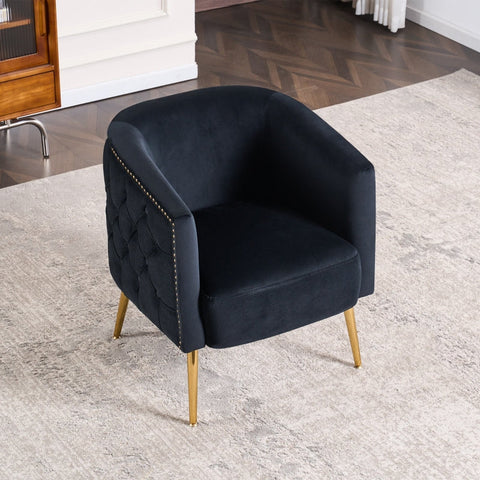 Rootz Black Metal Leg Chair - Armchair - Lounge Chair - High Density Foam - 65.27L x 64.77W x 73.66H cm