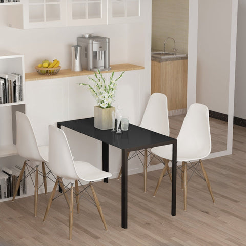 Rootz Dining Table - Kitchen Table - Modern Dining Table - Tempered Glass Top - Durable Metal Legs - 120cm x 60cm x 75cm - Black