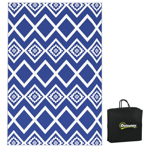 Rootz Outdoor Rug - Patio Rug - Weather Resistant - Modern Design - Non-woven Fabric - Blue + White - 182cm x 274cm x 0.3cm
