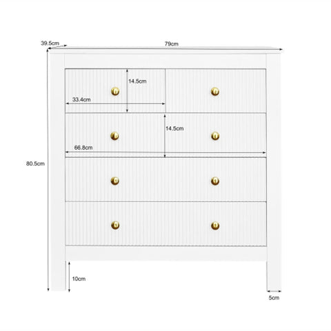 Rootz Elegant Sideboard - Chic Storage Cabinet - Luxury Drawers - Ample Storage - 79cm x 39.5cm x 80.5cm