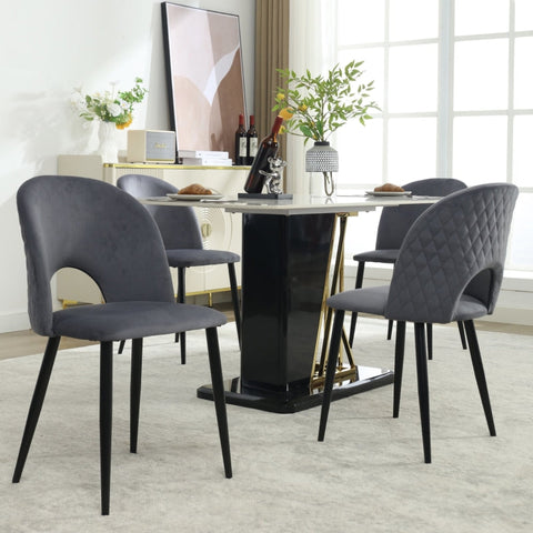 Rootz Gray Velvet Dining Chair - Elegant Seating - Sturdy Dining Chair - Comfort & Durability - 47L x 44W x 84H cm