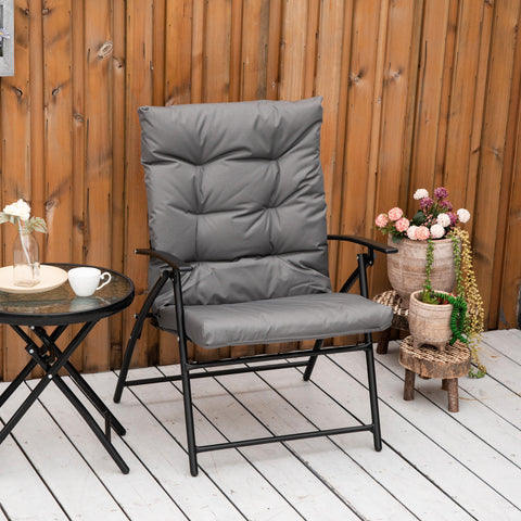 Rootz Camping Chair - Folding Chair - Portable Seat - Adjustable Backrest - Grey Oxford Fabric - 65x65x94cm