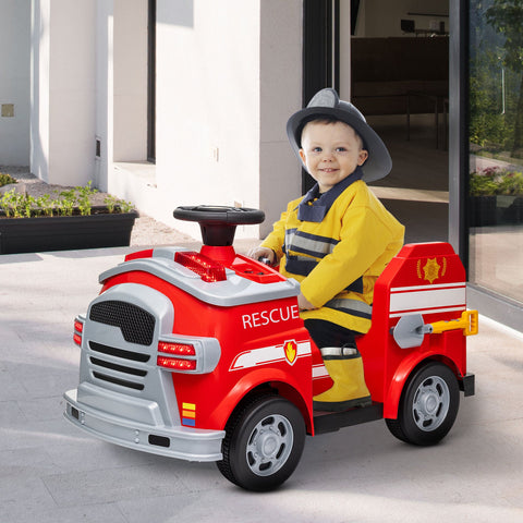 Rootz Electric Children's Fire Engine Car - Kids' Emergency Vehicle - Rescue Tools - Safe Driving - 86cm x 49cm x 52cm