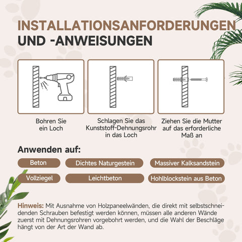 Rootz 5 Piece Cat Wall Climbing Set - Indoor Cat Playground - Cat Furniture - Space Saving - 60cm x 32cm x 140cm
