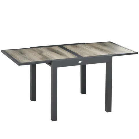 Rootz Uitschuifbare Tuintafel - Buiteneettafel - Gemakkelijk schoon te maken - Aluminium frame - Houtlook - Beige - 160 x 80 x 75 cm