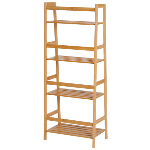 Rootz 4 Level Bamboo Conductor Shelf - Natural Wood Shelf - Durable Organizer - Space Saver - 48L x 31.5B x 120H cm