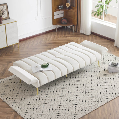 Rootz 3-in-1 Folding Sofa - Convertible Couch - Versatile Sofa Bed - Velvet Fabric - 184cm x 79cm x 71cm