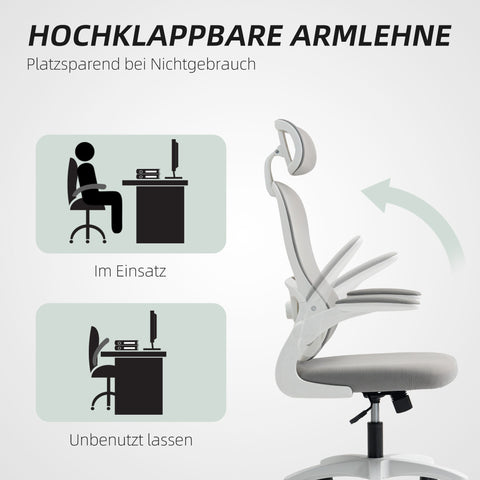 Rootz Ergonomic Office Chair - Mesh Swivel Chair - Height-Adjustable Desk Chair - Complete Body Support - 64cm x 62cm x 107-115cm, Grey+White