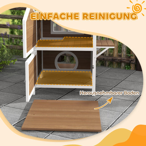 Rootz Outdoor Cat House - Weatherproof Cat Shelter - 2 Story Cat Home - Removable Floor - 66x66x90cm