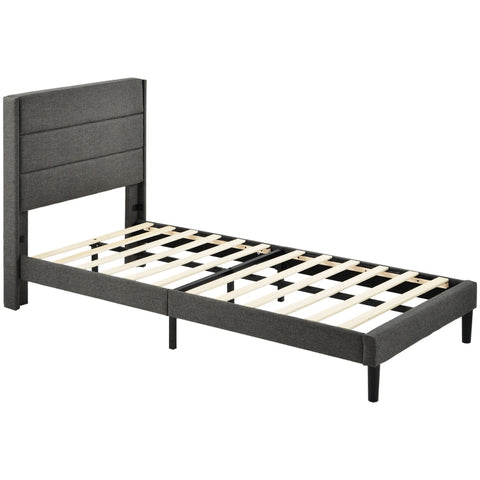 Rootz Single Bed - Modern Bed - Stylish Bed Frame - Padded Headboard - Comfort & Style - 96L x 209W x 111H cm