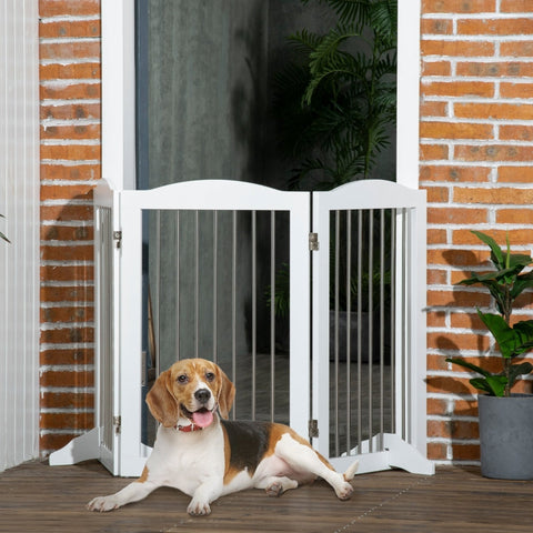 Rootz Folding Dog Barrier - Pet Gate - Adjustable Dog Fence - Durable MDF - 154cm x 30cm x 80cm - White