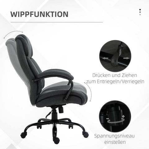 Rootz Ergonomic Office Chair - Desk Chair - Swivel Chair - Supports Up to 220 kg - Grey - Padded Armrest - 72.5cm x 83cm x 110-118cm