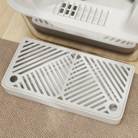 Rootz Cat Toilet Litter Box - Stainless Steel - High Walls - Easy Cleaning - 60.2cm x 40.6cm x 29cm