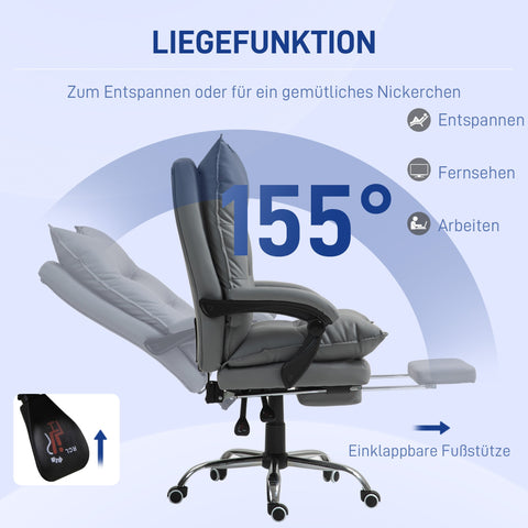 Rootz Ergonomic Office Chair - Adjustable Desk Chair - Comfortable Work Seating - Faux Leather - 66L x 72W x 122-130H cm