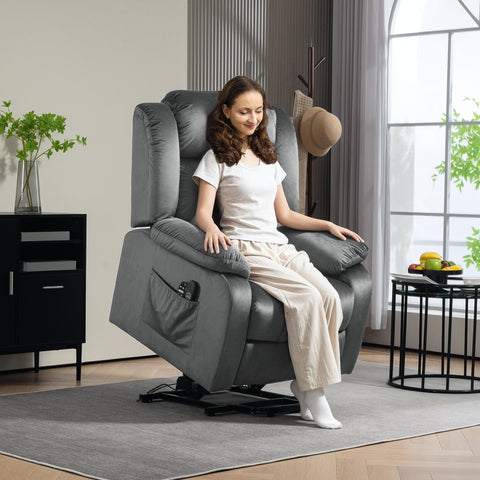 Rootz Stand-Up Massage Recliner Chair - Lift Chair - Lumbar Heating - 8-Point Massage - 88W x 95D x 106H cm