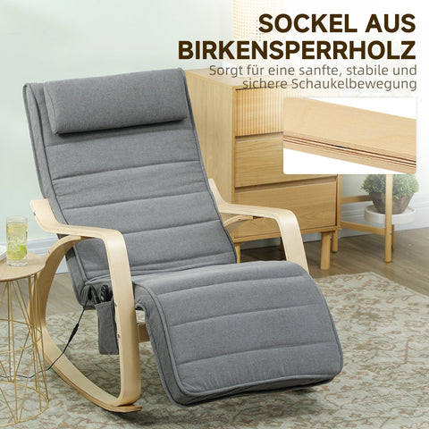 Rootz Rocking Chair - Recliner - Massage Chair - Lumbar Heating - 67cm x 106cm x 92cm - Grey