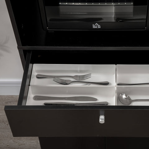 Rootz Microwave Furniture - Kitchen Cabinet - Storage Unit - Multiple Compartments - 90L x 40W x 120H cm - Modern & Elegant Design