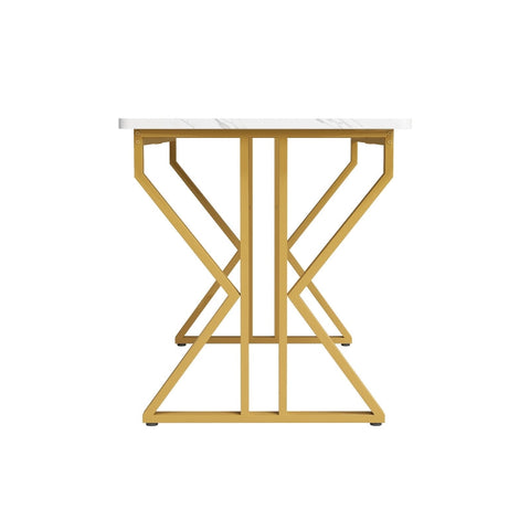 Rootz Dining Table - Marbled Table - Luxurious Dining Table - Adjustable Stability - 119L x 70W x 75H cm