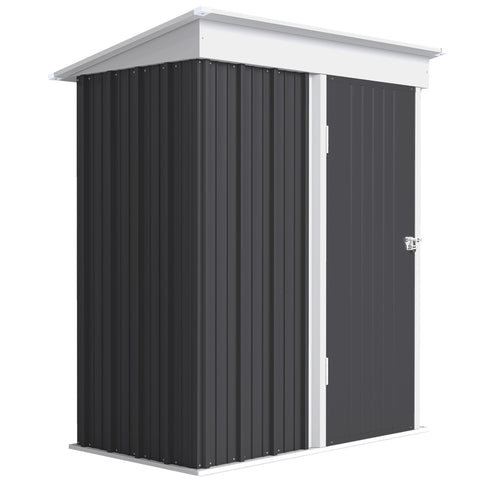 Rootz Garden Shed - Outdoor Tool Storage - Metal Storage House - Weatherproof, Lockable, Adjustable Shelves - 161x95x181 cm, Grey