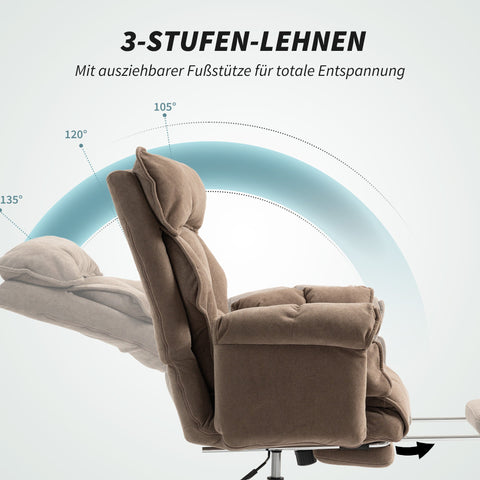 Rootz Ergonomic Office Chair - Desk Chair - Swivel Chair - Adjustable Comfort & Footrest - Light Brown - 80cm x 80cm x 106-114cm
