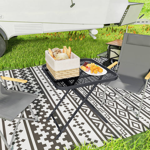 Rootz Garden Table - Outdoor Dining Table - Foldable Patio Table - Weatherproof Steel - 70cm x 70cm Quadraric Grey