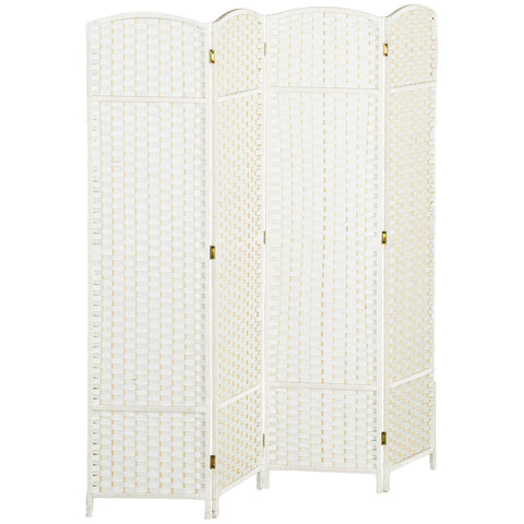 Rootz Room Divider - Space Separator - Privacy Screen - Pine Wood Durability - 160 x 1.6 x 170 cm - White and Foldable with Chic Web Pattern