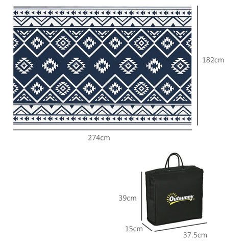 Rootz Outdoor Rug - Patio Rug - Weather Resistant - Modern Design - Non-woven Fabric - Black + White - 182cm x 274cm x 0.3cm