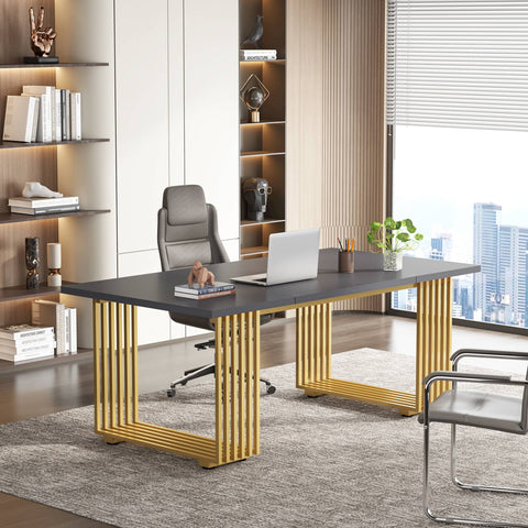 Rootz Elegant Office Desk - Executive Table - Study Table - Spacious & Sturdy - 180 cm Width x 79 cm Depth x 78 cm Height