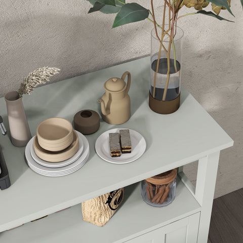 Rootz Buffet Cabinet - Sideboard - Storage Unit - Adjustable Shelf - 80W x 40D x 82H cm - Space for Dishes, Open Compartment, 8-Bottle Rack