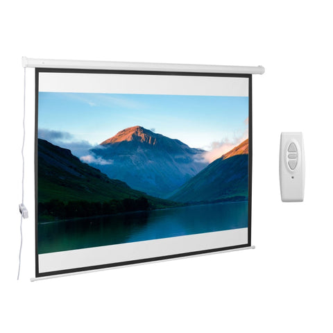 Rootz Motorized Projector Screen - Home Theater Screen - Cinema Display - Durable Fabric - 203cm x 152cm - Electric Remote Control