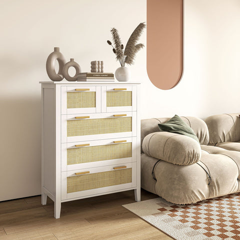 Rootz Chest of Drawers - Dresser - Storage Organizer - Large Capacity - 77 x 37 x 104 cm - White, Brown