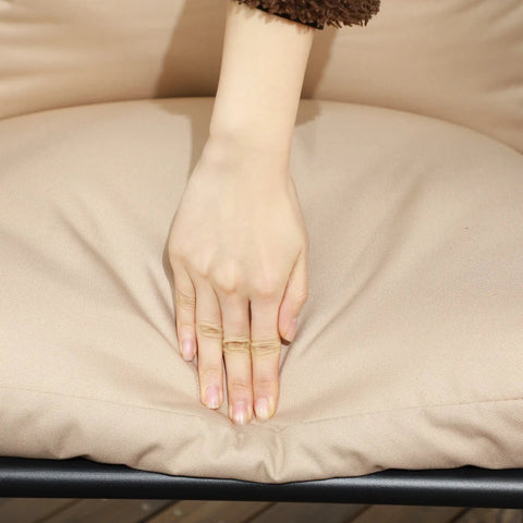 Rootz Garden Sofa Set - Rattan Sofa Set - Boho Style - Weather Resistant - Armchairs - Side Chairs - Seat Cushions - Steel-Polyester - Khaki - 116cm x 58cm x 66cm