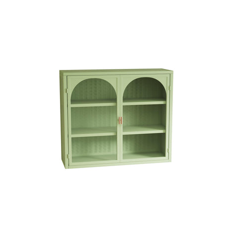 Rootz Modern Wall Cabinet - Glass Door Cabinet - Two-Door Storage - Durable Iron and Glass - 70cm x 23cm x 60cm