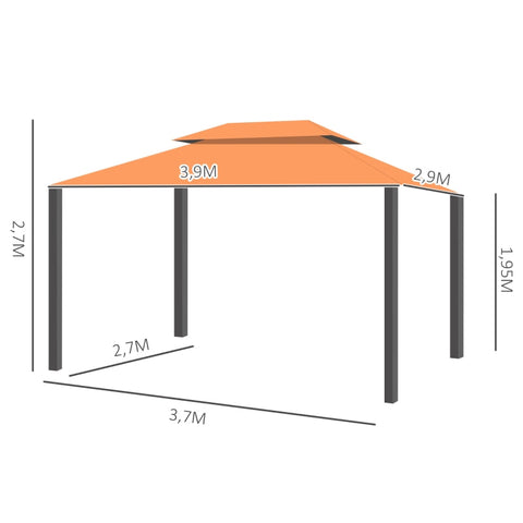 Rootz Garden Pavilion - Outdoor Gazebo - Patio Canopy - Spacious Design - Durable Materials - Enhanced Air Circulation - 390cm x 290cm x 280cm - Aluminum & Polyester