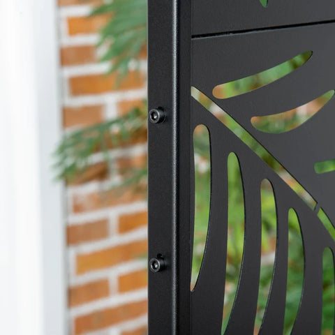 Rootz Weatherproof Steel Privacy Screen - Expansion Screws - Metal Outdoor Divider - Privacy Panel for Garden - Patio Pool Hot Tub - Black - 122cm x 45cm x 198cm
