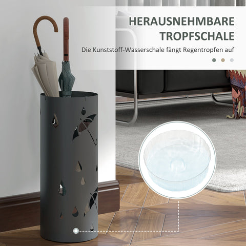 Rootz Umbrella Stand - Parasol Holder - Steel Column Stand - Removable Compartment - Ø17 x 41h cm - Rust-Free - Stylish and Durable Design