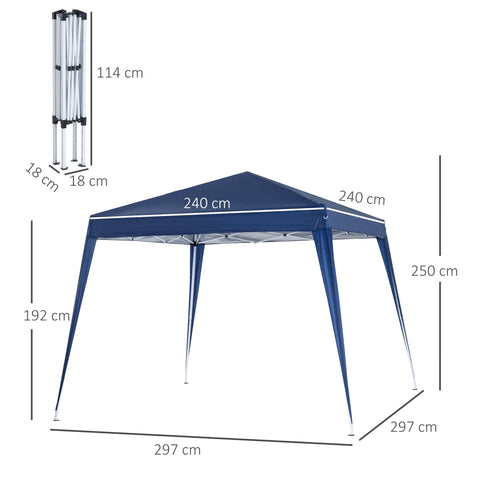 Rootz Pop-Up Garden Pavilion - Foldable Tent - Outdoor Canopy - UV-Resistant - 3x3m - Blue - Easy Setup with Carrying Bag