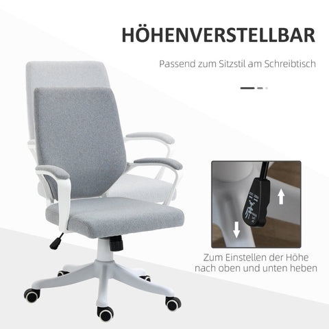 Rootz Vinsetto Office Chair - Ergonomic Desk Chair - Adjustable Office Seat - Height Adjustable - Breathable Fabric - Rocker Function - 62W x 69D x 92-100H cm - Gray + White
