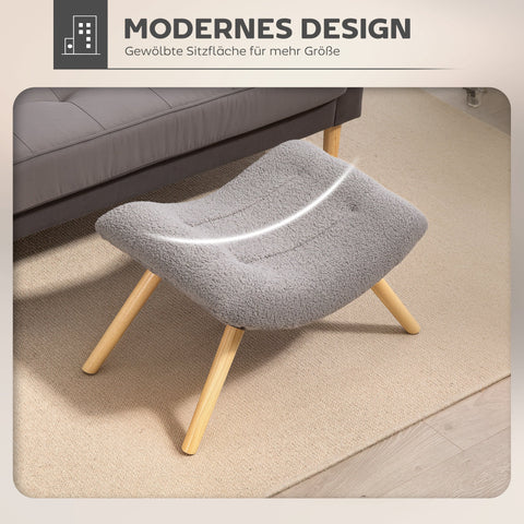 Rootz Modern Foot Stool - Ottoman - Padded Seat - Cozy & Stylish Comfort - Grey - Total Dimensions: 67cm x 45cm x 38cm